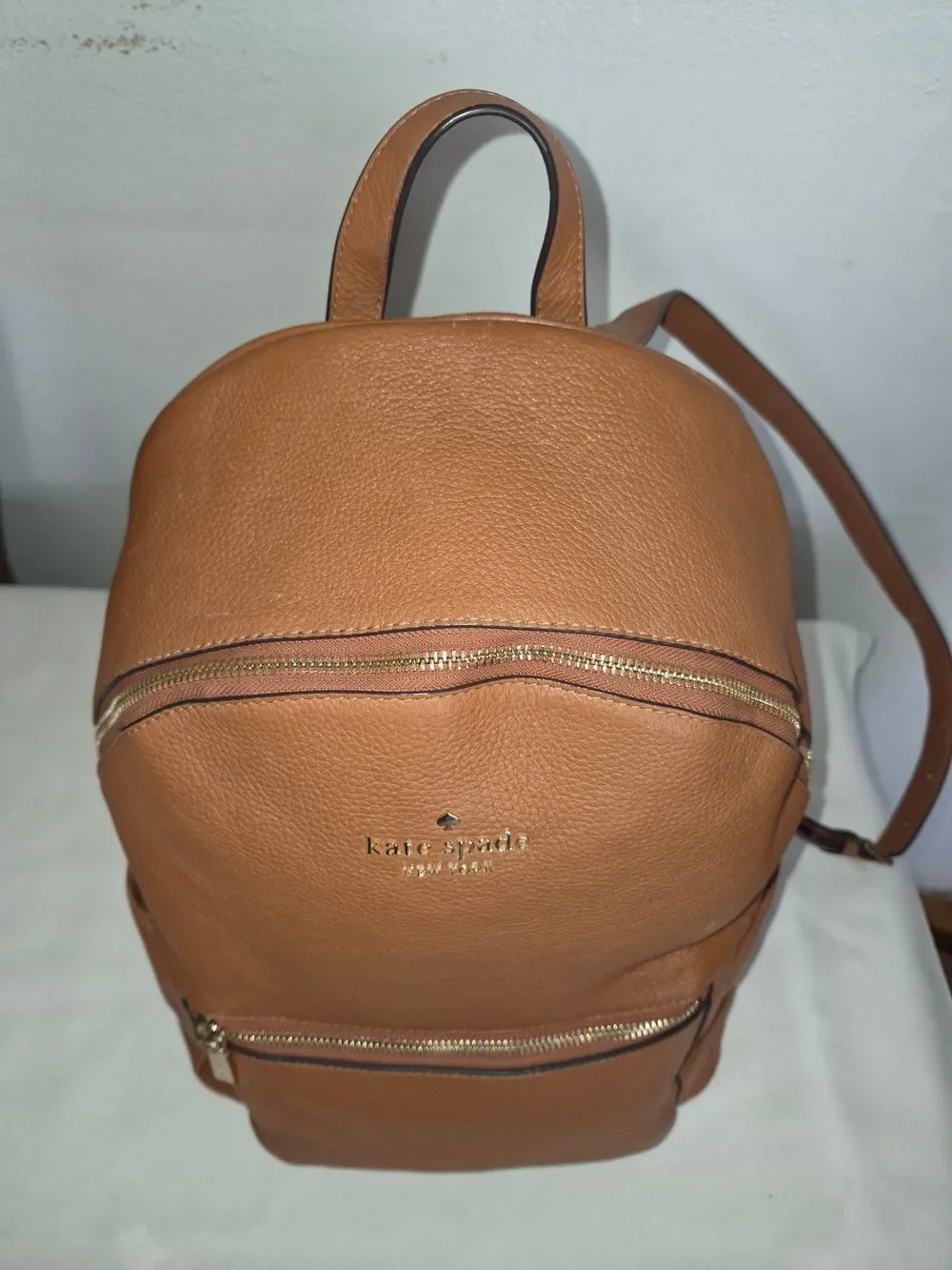 kate spade Leila Warm Gingerbread Pebbled Leather Backpack